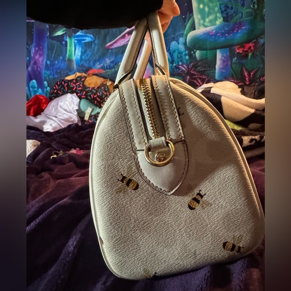 COACH Rowan White Gold Logo Bee Satchel Leather Canvas Crossbody Bag CH516 - Picture 4 of 11